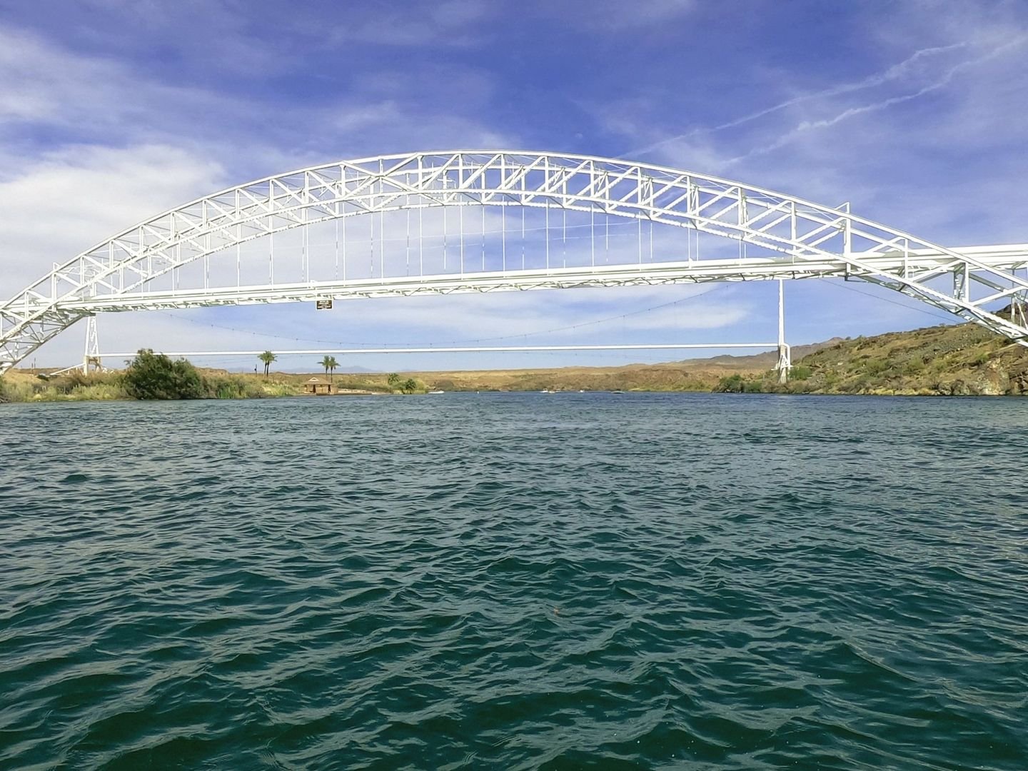 Arched bridge over a river
